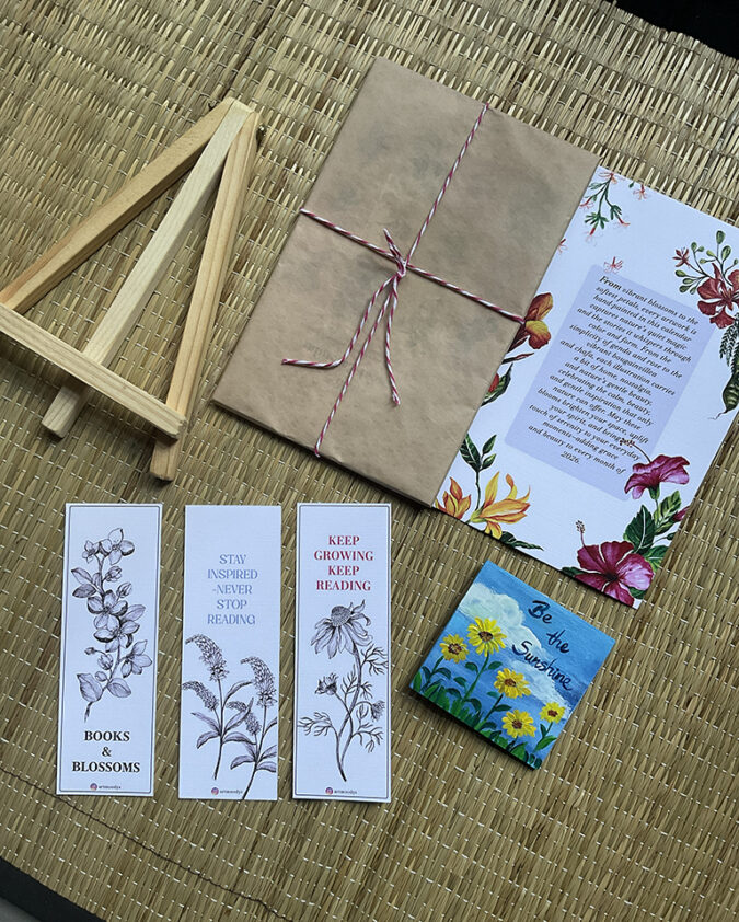 Desk calendar 2026- Botanical Whispers with Box Hamper